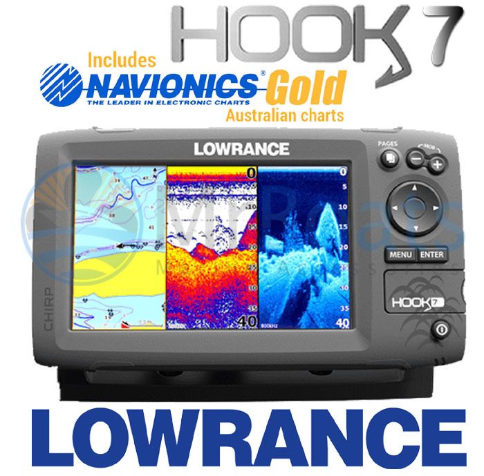 Lowrance HOOK 7 Combo With 83/200/455/800 HDI Transom Mount Transducer